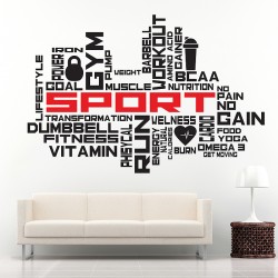 Fitness Sport Word Cloud Wortwolke Wandaufkleber Wandtattoo (WD-0957)